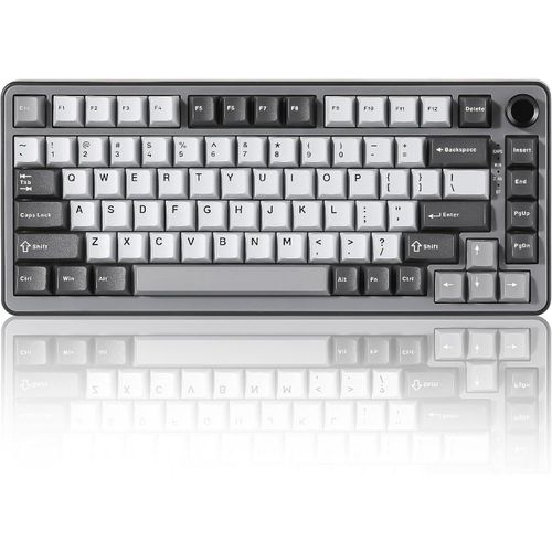 Mechanische Tastatur, 75% QWERTY Gaming Tastatur Dichtung Hot Swap Keyboard mit Knopf, Vorgeschmierte Schalter RGB, BT/Type-C/2.4G Creamy Keyboard