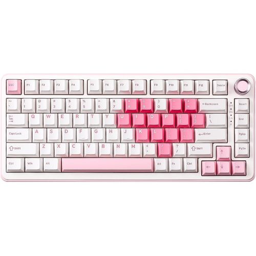 Mechanische Tastatur, 75% QWERTY Gaming Tastatur Dichtung Hot Swap Keyboard mit Knopf, Vorgeschmierte Schalter RGB, BT/Type-C/2.4G Creamy Keyboard