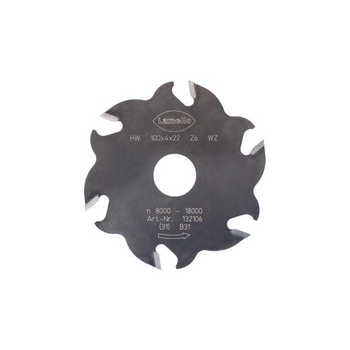 Lamello Nutfräser, HW, 100 x 4 mm, Z6 Wechselzahn (3+3) für Lamello Classic (132106)