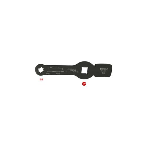 KS Tools 3/4" Schlag-TX-E-Schlüssel mit 2 Schlagflächen, E18 (517.0908)