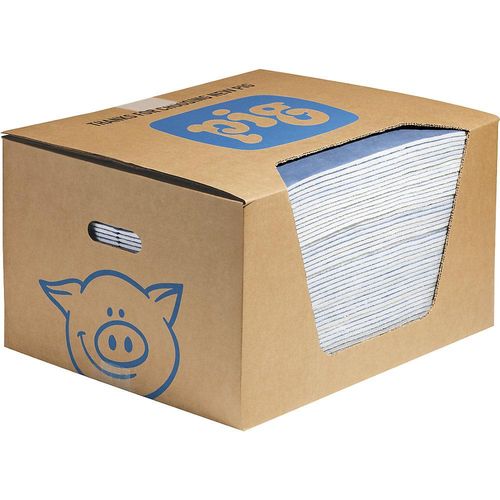 PIG Wasserabsorbierende Saugmatten, in Spenderbox, VE 50 Stk, BxL 380 x 480 mm