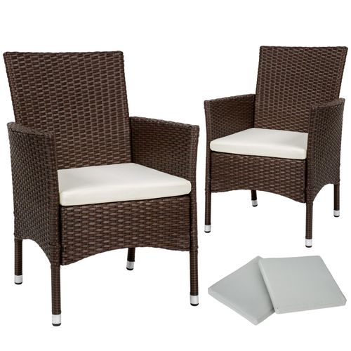 tectake® 2er Set Rattanstuhl Nantes widerstandsfähig 59 x 57 x 85 cm