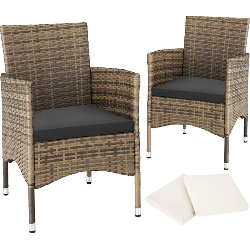 tectake® 2er Set Rattanstuhl Nantes widerstandsfähig 59 x 57 x 85 cm