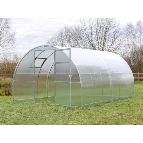Polycarbonat Gewächshaus „Premium“ 3x4m aus Stahl, mit 4mm Polycarbonat mit 2 Türen
