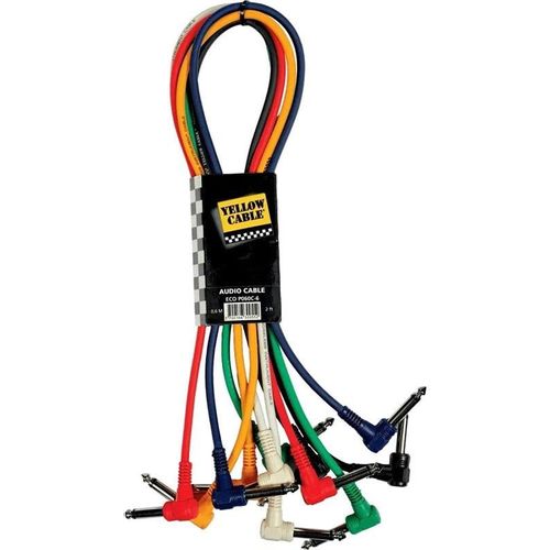 Yellow Cable P060C-6 - 6 x 1/4" Abgewinkelte Klinke/Abgewinkelte Klinke Patchkabel 60cm.