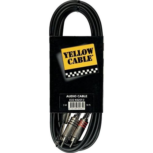 Yellow Cable K02ST-3 - 2 x RCA - 1/4" TRS Klinkenkabel 3m.