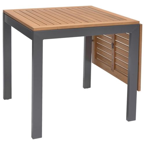 Ambia Garden Gartentisch, Natur, Dunkelgrau, Holz, Metall, Eukalyptusholz, Hartholz, rechteckig, eckig, 70x75x75-126 cm, Fsc, ausziehbar, Gartenmöbel, Gartentische, Gartentische ausziehbar