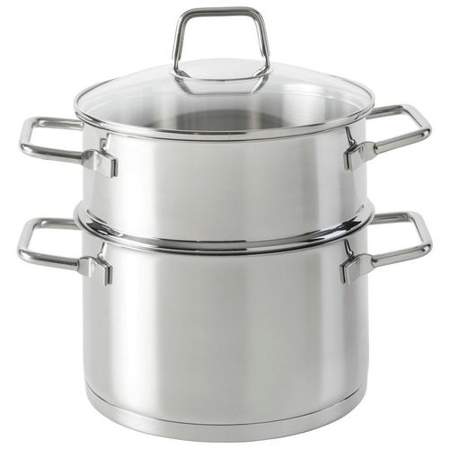 Homeware Profession. Gemüsedämpfer, Edelstahl, Metall, 3 L, zylindrisch, 25.5 cm, Lfgb, rostfrei, Kochen, Töpfe, Dampfgarer Töpfe