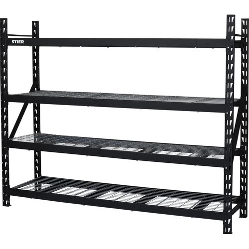 STIER Gitterrost-Fachbodenregal, Fachlast 400 kg, HxBxT 1830x1950x610mm, 4 Regalböden, Stahlgestell, Regalsystem