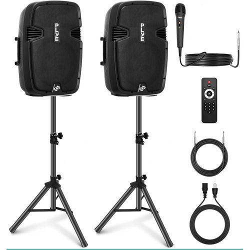 Pyle PA Anlage, 1800W- PA Anlage Komplettset, Lautsprecher mit Mikrofon, Partybox Bluetooth, DJ Lautsprecher