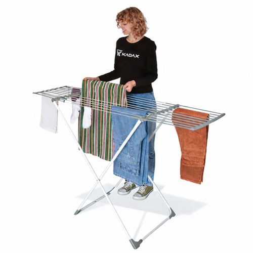 KADAX Ausziehbarer Wäscheständer mit 17m Trockenfläche, Flexible Breite von 85–155 cm, Großer Wäschetrockner für Innen & Außen, Trockenständer für Wäsche (Weiß/Grau, 155 x 53 x 90 cm)