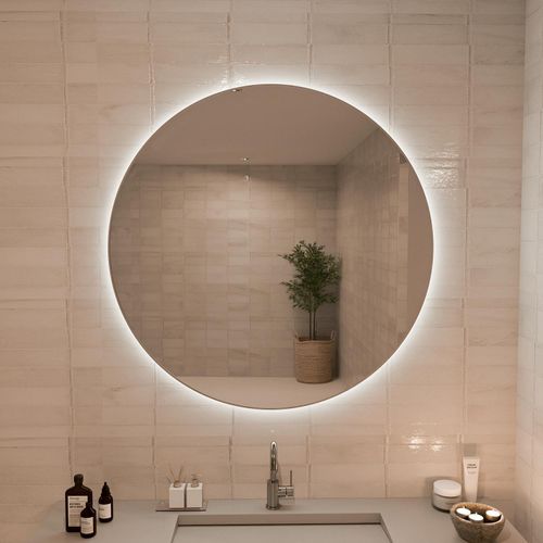 LOMAZOO Badezimmerspiegel mit LED-Beleuchtung - Badezimmerspiegel - Duschspiegel - Beheizt, Antikondensierend - 100 cm rund [AUSTIN]