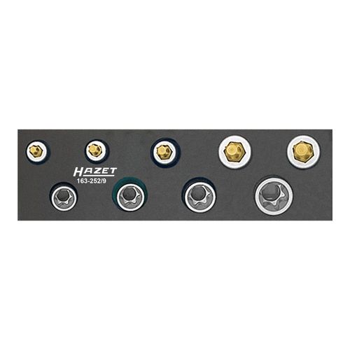 HAZET Werkzeug-Satz, TX 163-252/9 Vierkant hohl 10 mm (3/8 Zoll) Außen TX Profil, Innen TX Profil E 8 - E 14 T 25 - T 50 Anzahl Werkzeuge: 9)