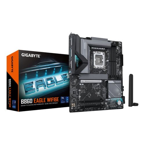 GIGABYTE Mainboard "B860 EAGLE WIFI6E Mainboard - Intel Core Ultra CPUs, 12+1+2+1 Phasen V", schwarz, B:8,2cm H:33,8cm T:27,2cm, Mainboards