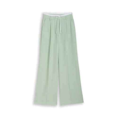 TOM TAILOR DENIM Damen Wide Leg Hose im 2-in-1-Look, grün, Uni, Gr. L