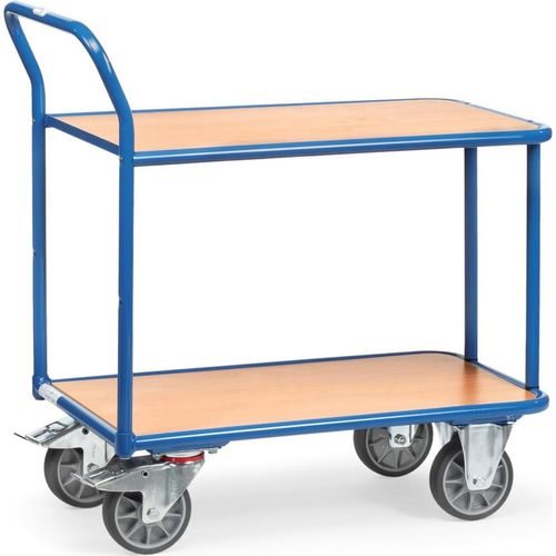 Fetra Tischwagen 400 kg LxB 1000 x 700 mm 2 Böden, hochstehender Griff