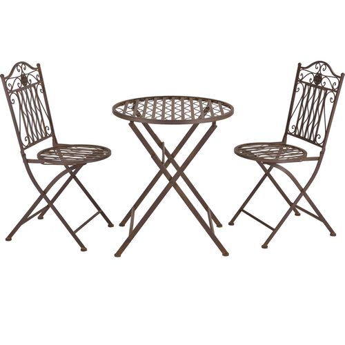Bistroset 'Biella' 3-tlg. klappbar Metall Edelrost-Braun