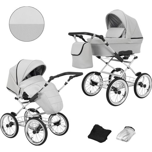 Kinderwagen ROMANTIC Sportwagen Babywagen Babyschale Komplettset Kinder Wagen Set 2 in 1 ( grau eco, Rahmenfarbe: grau)