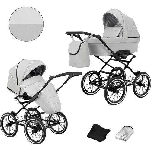 Kinderwagen ROMANTIC Sportwagen Babywagen Babyschale Komplettset Kinder Wagen Set 2 in 1 (grau eco, Rahmenfarbe: schwarz)