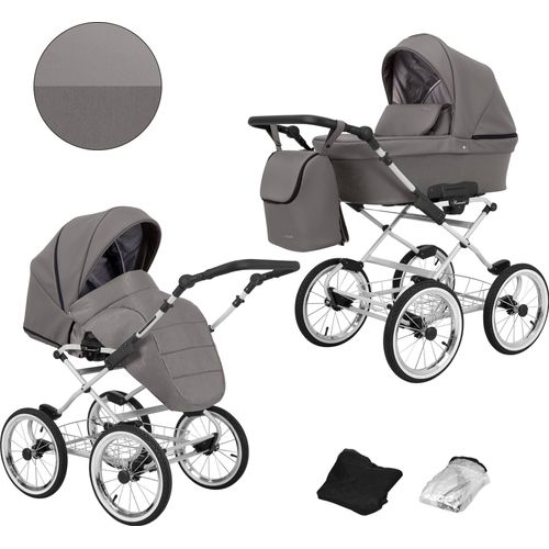 Kinderwagen ROMANTIC Sportwagen Babywagen Babyschale Komplettset Kinder Wagen Set 2 in 1 (graphit eco, Rahmenfarbe: Grau)