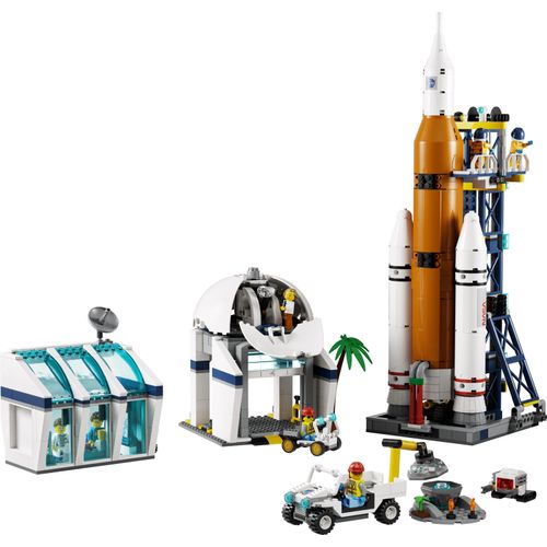 LEGO 60351 City Raumfahrtzentrum Weltraum-Spielzeug aus der LEGO NASA Serie mit 7 Astronauten-Minifiguren und einer Rakete, ab 7 Jahre