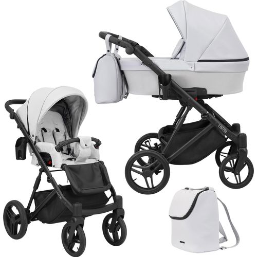 Kinderwagen LAZZIO Sportwagen Babywagen Babyschale Komplettset Kinder Wagen Set 2 in 1 (grau eco, Rahmenfarbe: Schwarz)