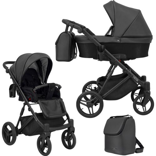 Kinderwagen LAZZIO Sportwagen Babywagen Babyschale Komplettset Kinder Wagen Set 2 in 1 (schwarz eco, Rahmenfarbe: Schwarz)