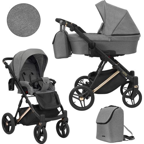 Kinderwagen LAZZIO PREMIUM Sportwagen Babywagen Babyschale Komplettset Kinder Wagen Set 2 in 1 (grau, Rahmenfarbe: Kupfer)