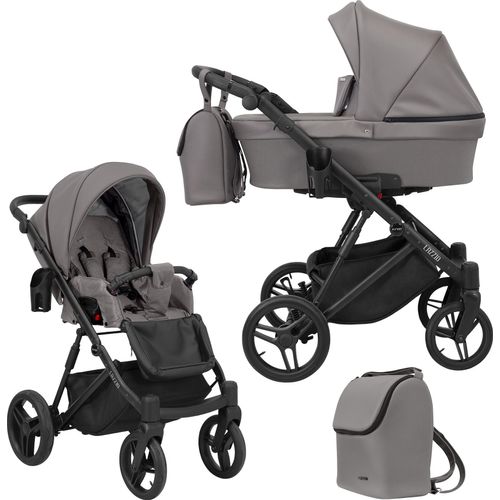 Kinderwagen LAZZIO Sportwagen Babywagen Babyschale Komplettset Kinder Wagen Set 2 in 1 (graphit eco, Rahmenfarbe: Schwarz)