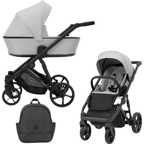 Kinderwagen ARIZO Sportwagen Babywagen Babyschale Komplettset Kinder Wagen Set 2 in 1 (Grey, Rahmenfarbe: Schwarz)