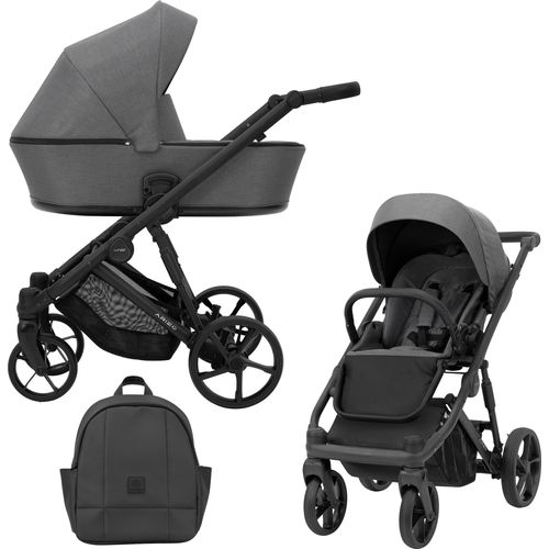 Kinderwagen ARIZO Sportwagen Babywagen Babyschale Komplettset Kinder Wagen Set 2 in 1 Graphite, Rahmenfarbe: Schwarz)