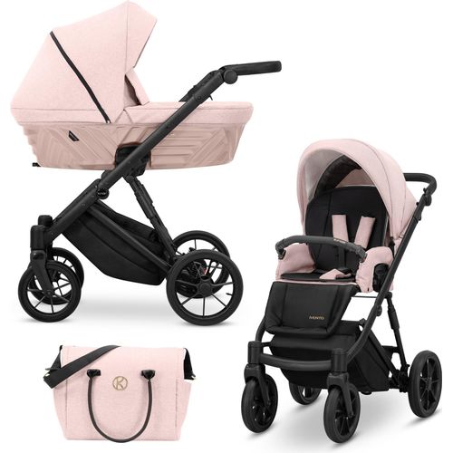 Kinderwagen IVENTO Sportwagen Babywagen Babyschale Komplettset Kinder Wagen Set 2 in 1 (Smoky Pink, Rahmenfarbe: Schwarz)
