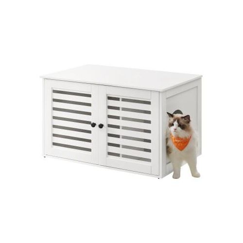 FEANDREA Katzenklo mit Lamellentür weiß
