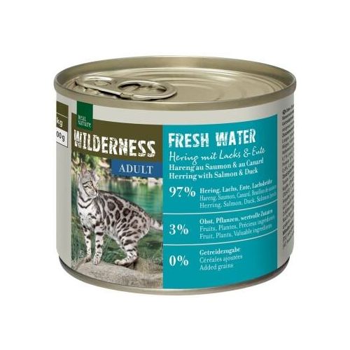 REAL NATURE WILDERNESS Nassfutter Katze, Adult Fresh Water, Hering mit Lachs und Ente 24x200 g