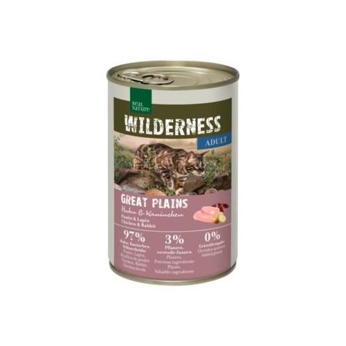REAL NATURE WILDERNESS nourriture humide pour chat, adulte Great Plains Poulet et lapin 6x400 g