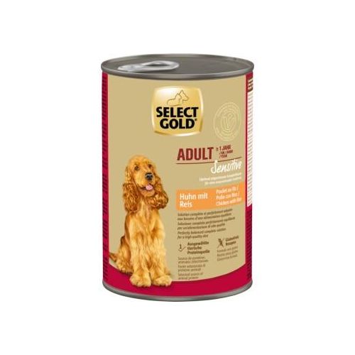 SELECT GOLD Nassfutter Hund Sensitive Adult Huhn mit Reis 24x400 g