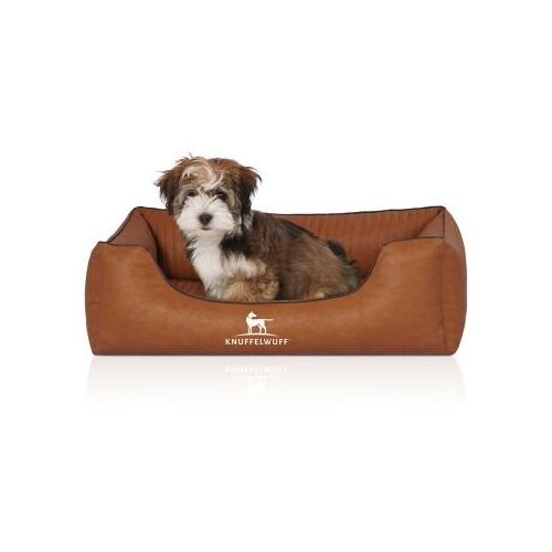 Knuffelwuff Orthopädisches Hundebett Chesapeake aus Laser gestepptem marmoriertem Kunstleder terracotta M-L