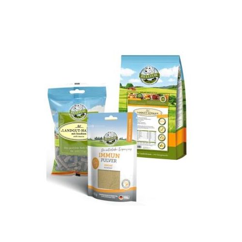 Bellfor IBD Set für Hunde - Landgut-Schmaus 7,5 kg + Immun Pulver 80g + Landgut-Happen 200g