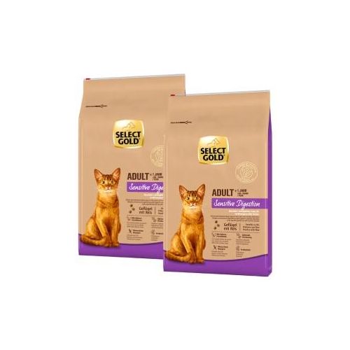 SELECT GOLD Sensitive Digestion Trockenfutter Katze Adult Geflügel und Reis 2x7 kg