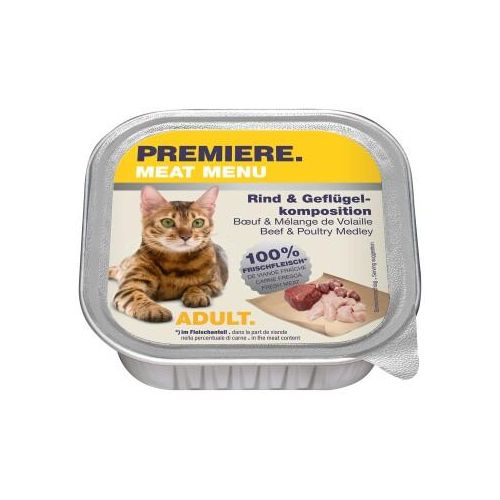 PREMIERE Meat Menu Nassfutter Katze Adult Rind und Geflügelkomposition 32x100 g