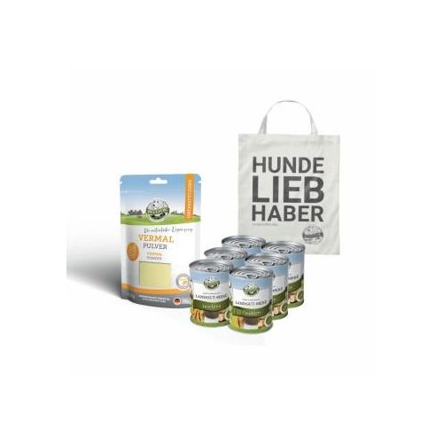 Bellfor Sparset für große - Hundefutter Nass + Vermal Pulver + 1 Jutebeutel