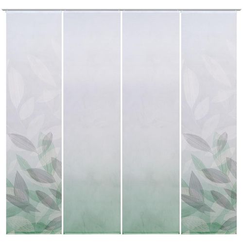 Novel Flächenvorhang Abigail, Grün, Textil, Blätter, 60x245 cm, mit Flauschband, Öffnung für Beschwerungsstab, ohne Technik, Wohntextilien, Gardinen & Vorhänge, Schiebegardinen