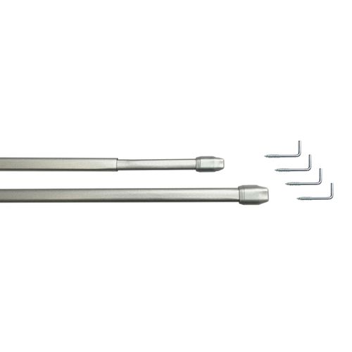 Vitragenstange GARESA "Vitragenstange "11 mm", grau (chromfarben), Ø:11mm, Gardinenstangen, zum Schrauben auf dem Fensterrahmen, einfache Montage, 2 Stück