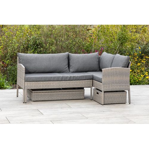 Merxx Balkonset "Viletta" - Stahlgestell mit Kunststoffgeflecht Steinbeige, inkl. Kissen