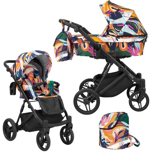Kinderwagen LAZZIO Sportwagen Babywagen Babyschale Komplettset Kinder Wagen Set 2 in 1 (farbig, Rahmenfarbe: Schwarz)