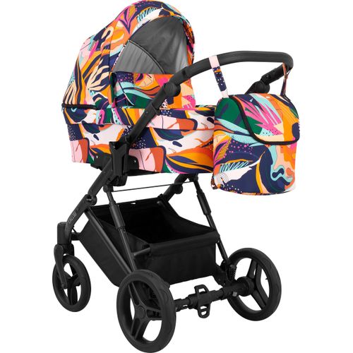 Kinderwagen LAZZIO Babywagen Babyschale Kinder Wagen Set 1 in 1 (farbig , Rahmenfarbe: Schwarz)