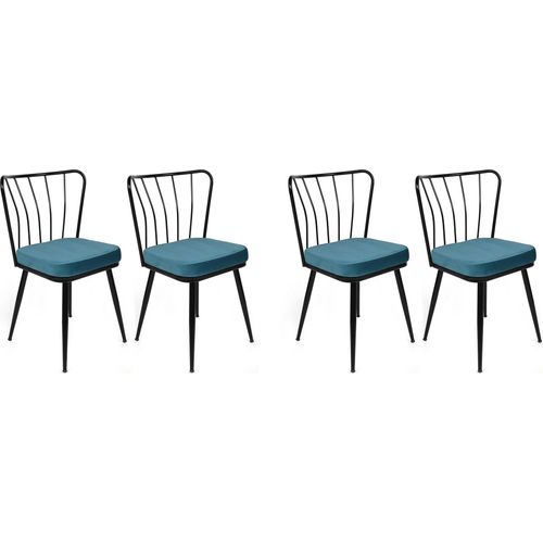 Skye Decor, Yldz-952 V4, Stuhlset (4 Stück), Blau, 100 % METALL, 43 x 42 x 82 cm
