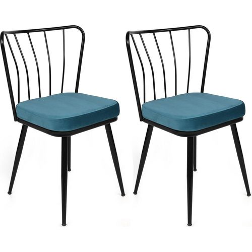 Skye Decor, Yldz-952 V2, Stuhlset (2 Stück), Blau, 100 % METALL, 43 x 42 x 82 cm