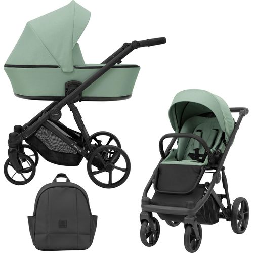 Kinderwagen ARIZO Sportwagen Babywagen Babyschale Komplettset Kinder Wagen Set 2 in 1 (Mint, Rahmenfarbe: Schwarz)