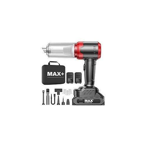 Handstaubsauger Akku, 28KPA Auto Staubsauger Stark, 2er 7500mAh Akku Handstaubsauger Kabellos, 3 in1 Mini Autostaubsauger für Auto, Motorrad, Küche, PC, Sofa, Büro, Haus&Tierhaar Reinigung(Schwarz)